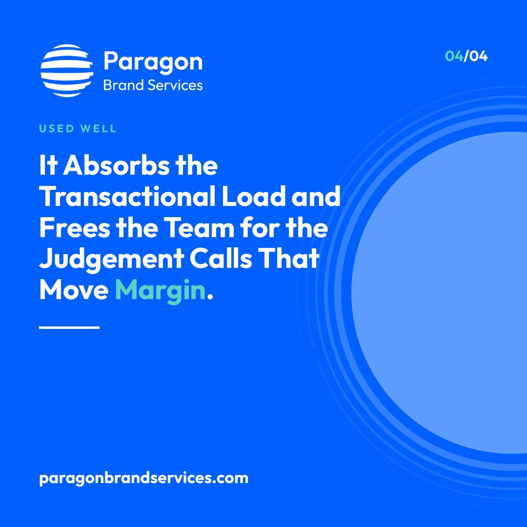 Used well: AI absorbs the transactional load and frees the team for the judgement calls that move margin.
