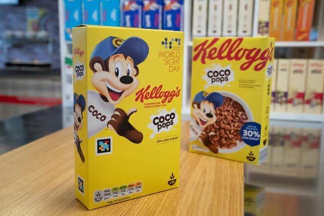 Kellogg's Coco Pops boxes on a store counter display